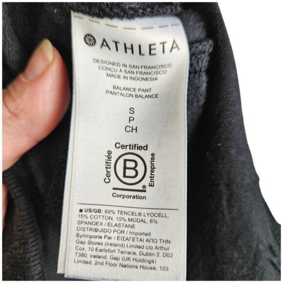 Athleta Black Wide Leg Elastic Waist Baggy Lounge Pants Size Small - Picture 5 of 11